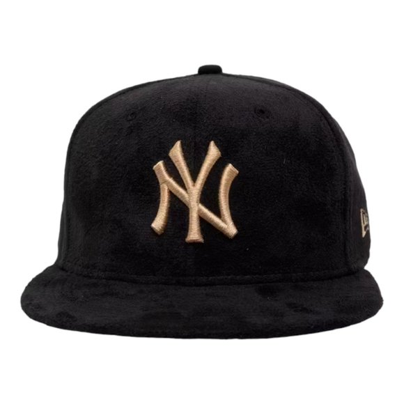New Era New York Yankees 59FIFTY Fitted Hat Cap Black Tan Suede - Picture 2 of 7